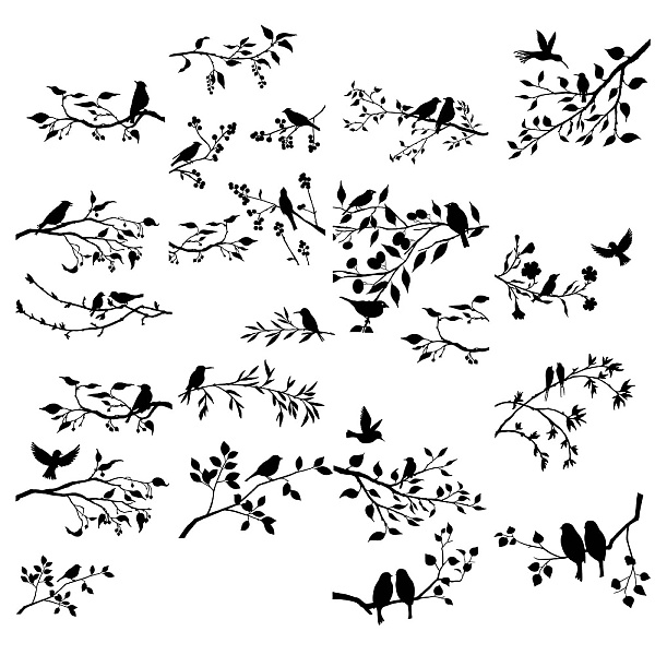 PandaHall 8 Sheets 8 Styles PVC Waterproof Wall Stickers, Self-Adhesive Decals, for Window or Stairway Home Decoration, Rectangle, Bird...