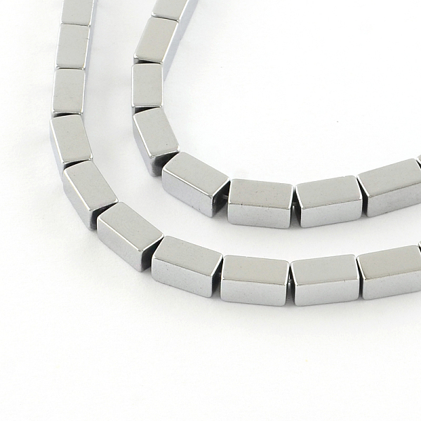 

PandaHall Electroplate Non-magnetic Synthetic Hematite Bead Strands, Cuboid, Platinum Plated, 8x4x4mm, Hole: 1mm, about 51pcs/strand, 16.1...