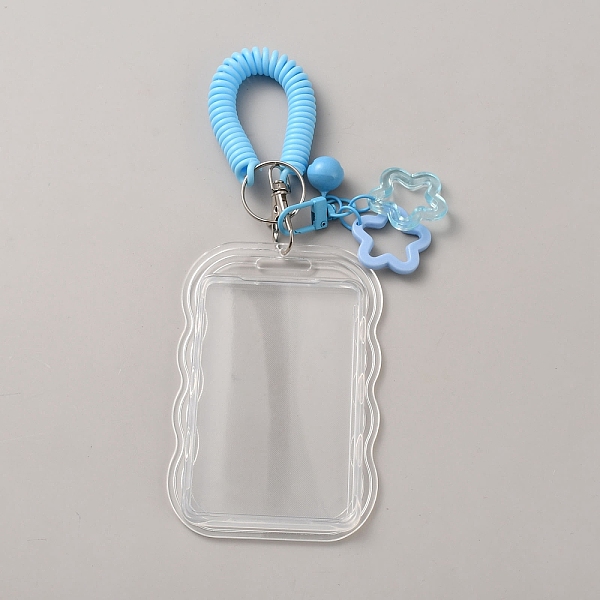 Porte-cartes d'identité en silicone avec dragonne enroulée et pendentifs en forme de fleur en plastique