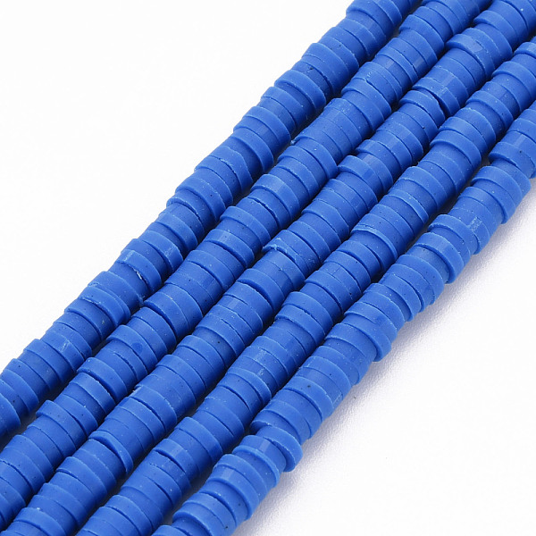 

PandaHall Handmade Polymer Clay Bead Strands, Heishi Beads, Disc/Flat Round, Royal Blue, 4x0.5~1mm, Hole: 1.5mm, about 320~447pcs/strand...