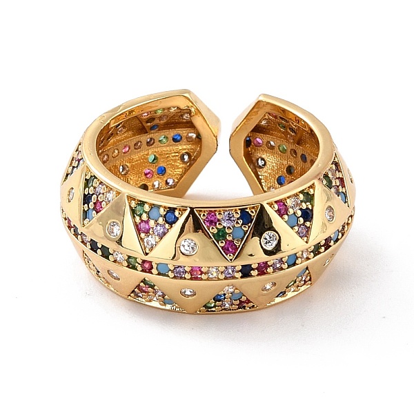 

PandaHall Colorful Cubic Zirconia Dome Ring for Her, Adjustable Cuff Finger Ring, Cadmium Free & Lead Free, Real 18K Gold Plated, US Size 6...