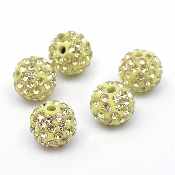 

PandaHall Polymer Clay Pave Rhinestone Beads, Disco Ball Beads, Jonquil, PP13(1.9~2mm), 6 Rows Rhinestone, 10mm, Hole: 1.5mm Polymer..., Yellow