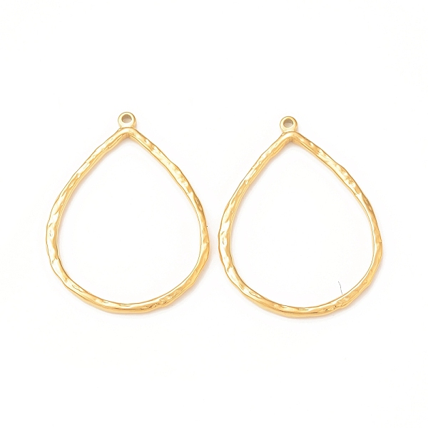 

PandaHall 304 Stainless Steel Pendants, Teardrop, Real 18K Gold Plated, 42x32x2mm, Hole: 1.6mm 304 Stainless Steel Teardrop