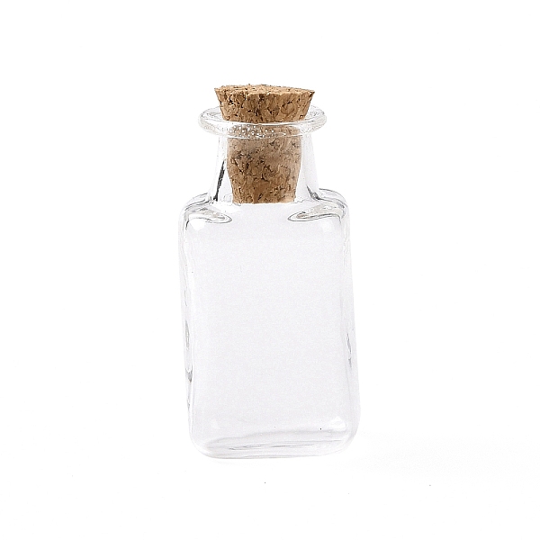 PandaHall Rectangle Miniature Glass Bottles, with Cork Stoppers, Empty Wishing Bottles, for Dollhouse Accessories, Jewelry Making, Clear...
