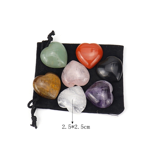 

PandaHall 7Pcs Mixed Gemstone Display Decorations, for Home Decoration, Heart, 25x25mm, 7pcs/set Mixed Stone Heart