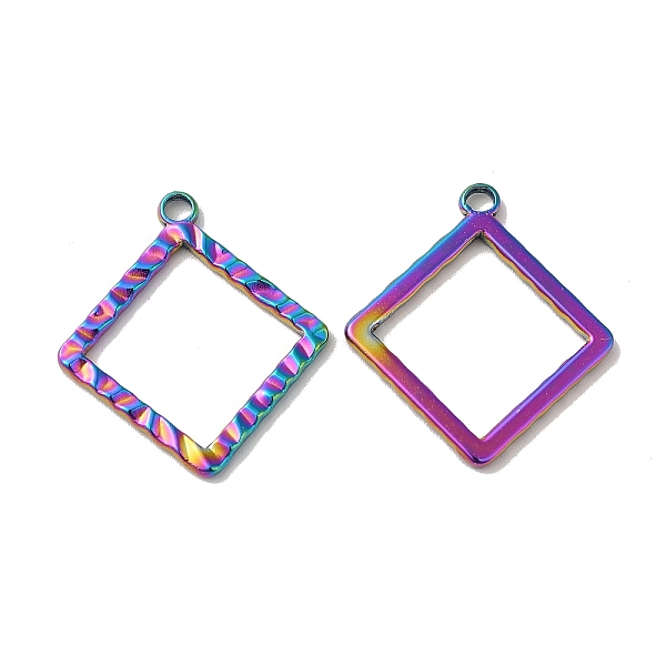 

PandaHall Ion Plating(IP) 304 Stainless Steel Pendants, Rhombus Charm, Rainbow Color, 30.5x27.5x2mm, Hole: 3mm 304 Stainless Steel Rhombus