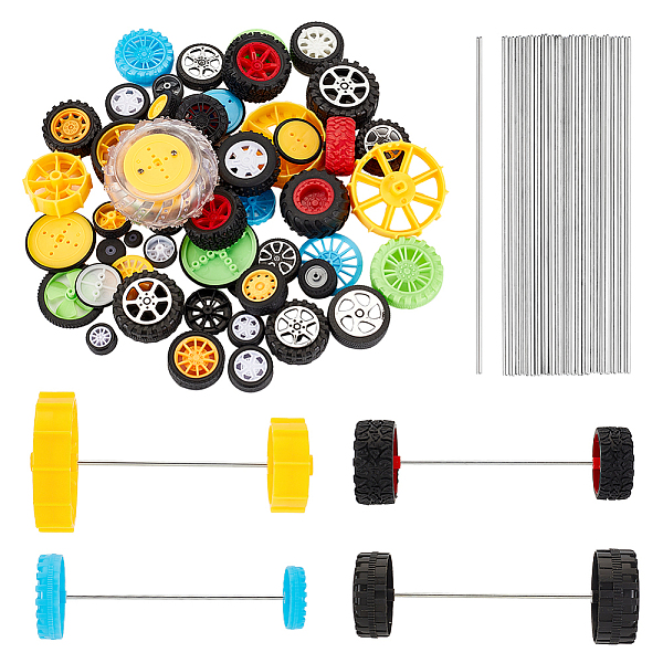 

PandaHall Olycraft Plastic Toy Wheels, with Rubber Findings and Iron Toy Car Axle, Mixed Color, Wheels: 16~63.5x5.5~27.5mm, Hole: 1.8mm..., Multicolor