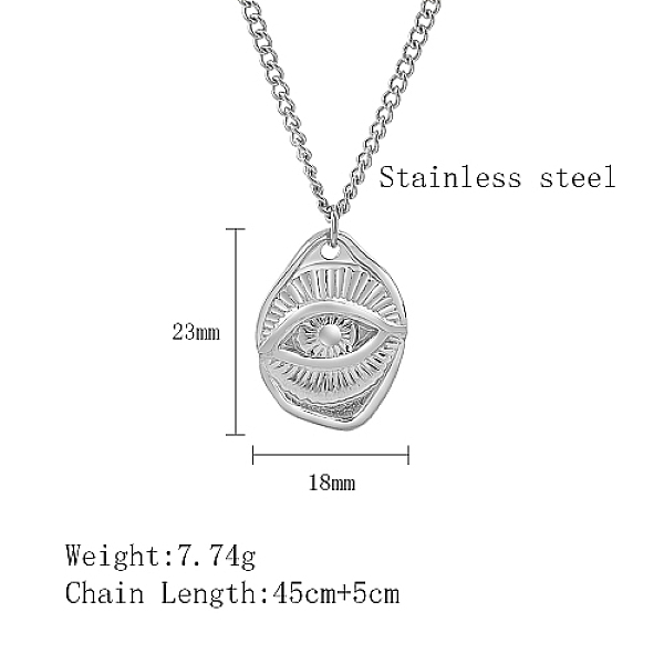 

PandaHall 304 Stainless Steel Pendant Necklaces, Eye, Stainless Steel Color, 17.72 inch(45cm) 304 Stainless Steel Eye