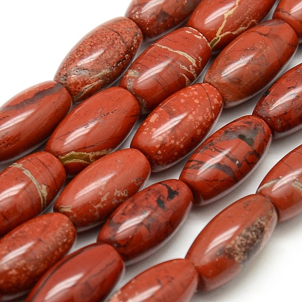 

PandaHall Oval Natural Red Jasper Beads Strands, 12x6mm, Hole: 1mm, about 32pcs/strand, 16.1 inch Red Jasper Oval Red