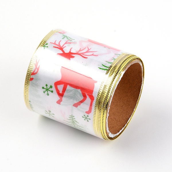 

PandaHall Satin Ribbon, Christmas Theme, Flat with Pattern, Christmas Themed Pattern, 2-3/8 inch(61mm), 2 yards/roll Polyester