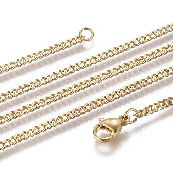 

PandaHall 304 Stainless Steel Curb Chain Necklaces, with Lobster Claw Clasp, Golden, 23.62 inch(60cm) 304 Stainless Steel