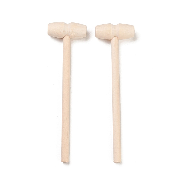 PandaHall Mini Grass Wooden Hammers, Mallet Pounding Toys, BurlyWood, 15.5cm Wood Orange