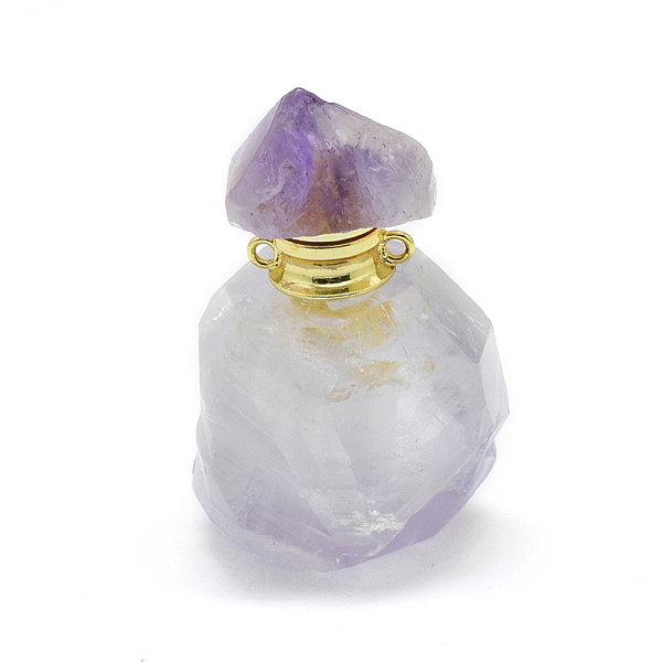 

PandaHall Natural Amethyst Openable Perfume Bottle Pendants, with Brass Findings and Glass Essential Oil Bottles, 36~39x21~25x15~19mm, Hole...
