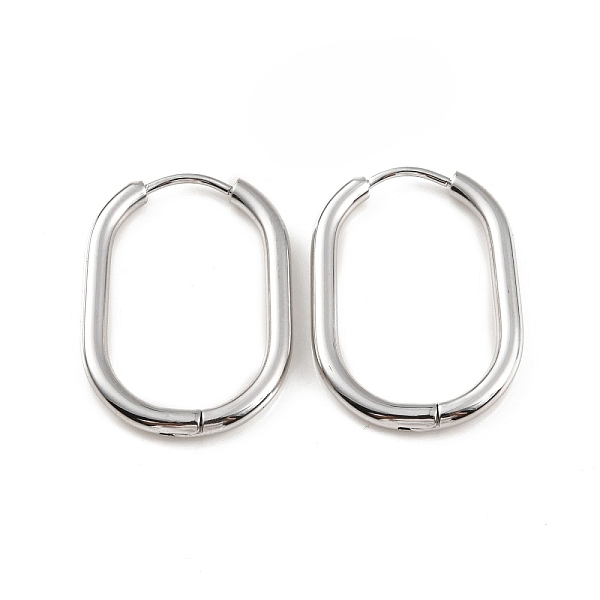 

PandaHall 304 Stainless Steel Oval Hoop Earrings, Stainless Steel Color, 27x19.5x3mm, Pin: 1mm 304 Stainless Steel Oval