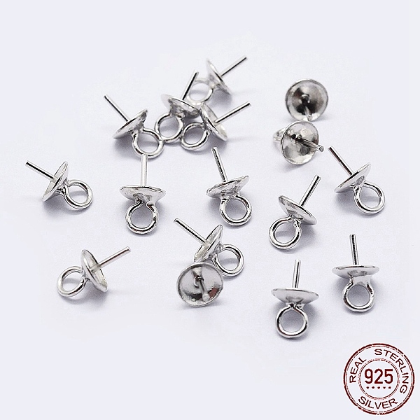 

PandaHall 925 Sterling Silver Cup Pearl Bail Pin Pendants, For Half Drilled Beads, Silver, 9x6mm, Hole: 2mm, Pin: 0.7mm Sterling Silver...