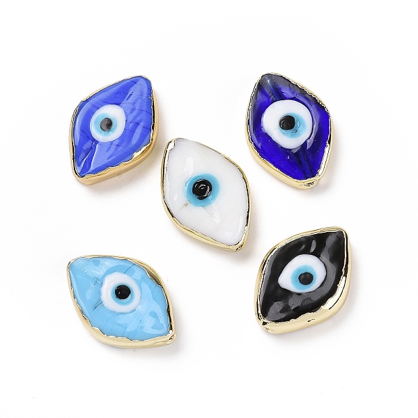 

PandaHall Handmade Lampwork Beads, with Golden Plated Brass Findings, Cadmium Free & Lead Free, Horse Eye with Evil Eye, Mixed Color..., Multicolor