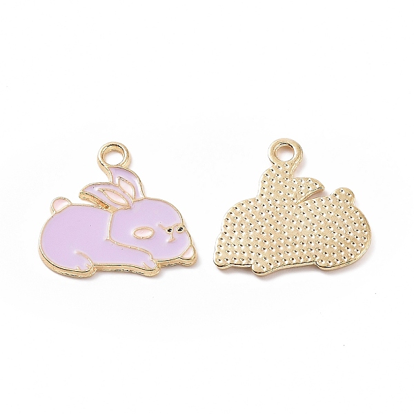 

PandaHall Alloy Enamel Pendants, Rabbit Charm, Light Gold, Lilac, 17.5x18.5x1mm, Hole: 2mm Alloy+Enamel Rabbit Purple