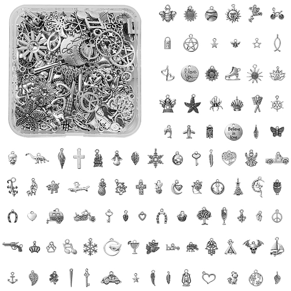 

PandaHall Tibetan Style Alloy Pendants, Mixed Shapes, Antique Silver, 74x73x25mm, 100pcs/box Alloy Mixed Shapes
