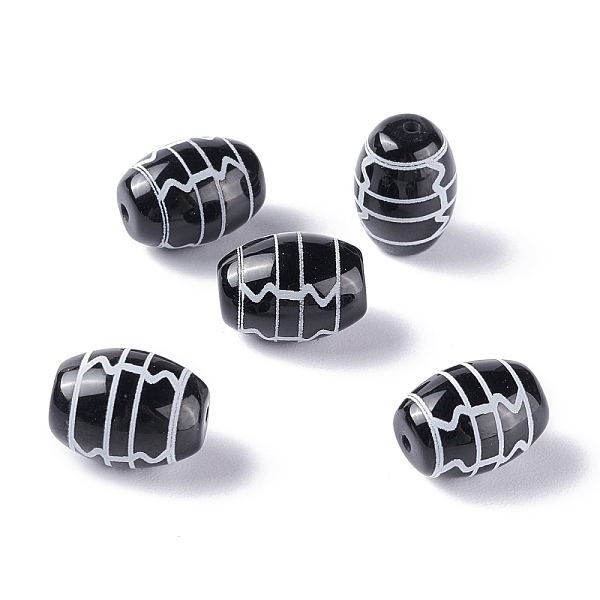 

PandaHall Tibetan Style dZi Beads, Natural Agate Beads, Dyed & Heated, Oval, Dorje Vajra Pattern, 13.5x10mm, Hole: 1.2mm Tibetan Agate Oval