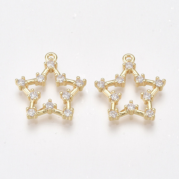 

PandaHall Brass Cubic Zirconia Pendants, Nickel Free, Real 18K Gold Plated, Star, Clear, 18x16.5x2.5mm, Hole: 1mm Brass+Cubic Zirconia Star...