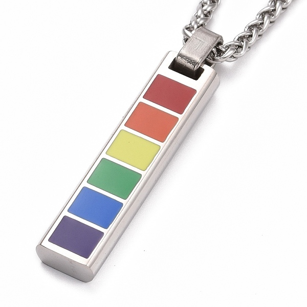 

PandaHall Pride Style 201 Stainless Steel Pendant Necklaces, with Enamel and Iron Chains, Rectangle, Colorful, Stainless Steel Color, 24.02...
