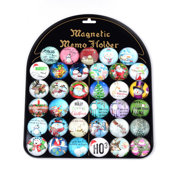 

PandaHall Fridge Magnets Glass Decorations, Christmas, Flat Round, Mixed Color, 40x14.5mm Glass Flat Round Multicolor