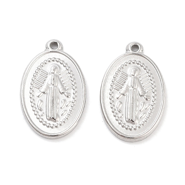 

PandaHall 304 Stainless Steel Pendants, Oval with Angel Charm, Stainless Steel Color, 24x15x2mm, Hole: 1.2mm 304 Stainless Steel Oval