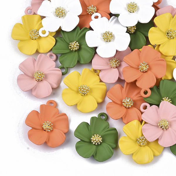 

PandaHall Spray Painted Alloy Pendants, Flower, Mixed Color, 23.5x19.5x6mm, Hole: 1.8mm Alloy Flower Multicolor