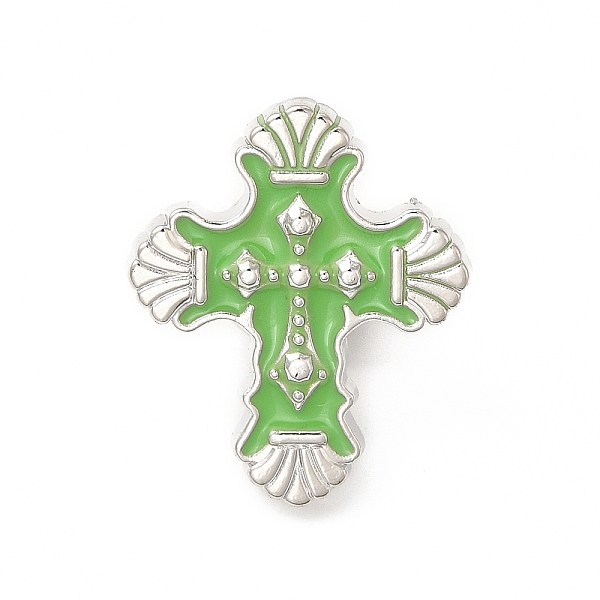 

PandaHall Cross Enamel Pin, Platinum Alloy Badge for Backpack Clothes, Lime Green, 27x22.5x1.5mm Alloy+Enamel