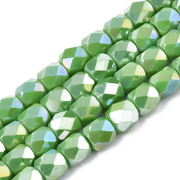 

PandaHall Electroplate Glass Beads Strands, AB Color Plated, Faceted, Column, Sea Green, 5.5x5mm, Hole: 1.2mm, about 99pcs/strand, 21.85...