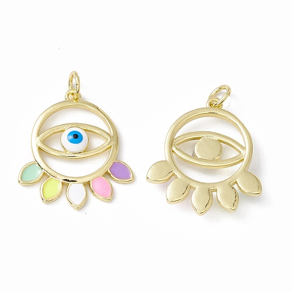 

PandaHall Rack Plating Brass Charms, with Enamel and Jump Ring, Long-Lasting Plated, Cadmium Free & Lead Free, Flat Round with Evil Eye...