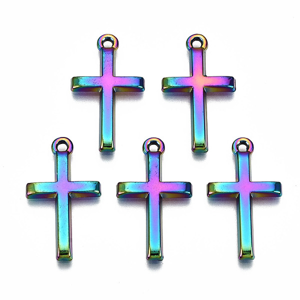 

PandaHall Rainbow Color Alloy Tiny Cross Charms, Cadmium Free & Lead Free, 24x14x2mm, Hole: 1.6mm Alloy Cross
