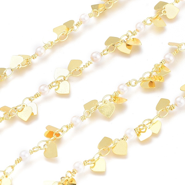 

PandaHall 3.28 Feet Brass Chains, with Glass Beads & Heart Charm, Soldered, Long-Lasting Plated, Real 18K Gold Plated, Link: 3.8x2.5x0.4mm...