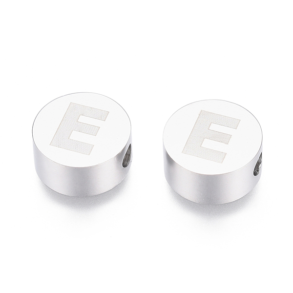 

PandaHall 304 Stainless Steel Beads, Flat Round with Letter, Letter.E, 10x4.5mm, Hole: 2mm 304 Stainless Steel Letter E
