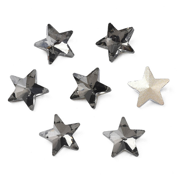 

PandaHall Glass Rhinestone Cabochons, Nail Art Decoration Accessories, Faceted, Star, Black, 7.5x8x3.5mm Glass Star Black