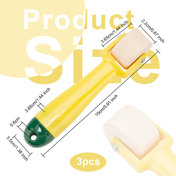 

PandaHall OLYCRAFT 3Pcs Wooden Seam Rollers Yellow Quilting Seam Roller with Plastic Handle 6mm Hole Sewing Seam Roller Wallpaper Roller for...