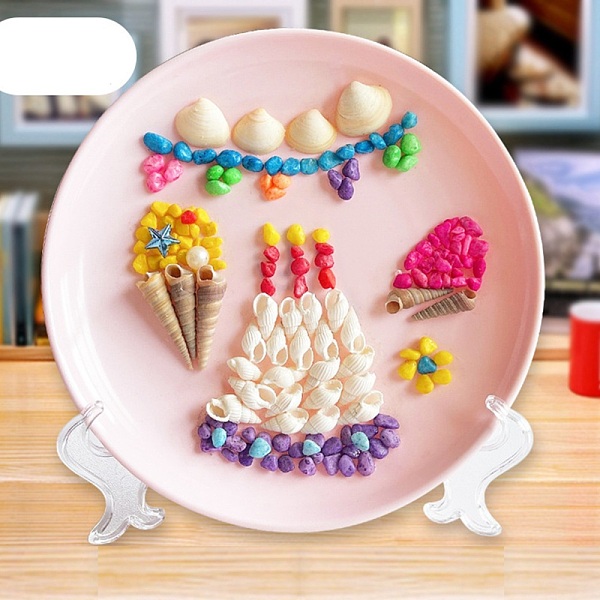 

PandaHall DIY Cake Pattern Shell Conch Disk Paste Painting For Kids, including Shell, Plastic Beads & Plate, Brush and Glue, Pearl Pink...