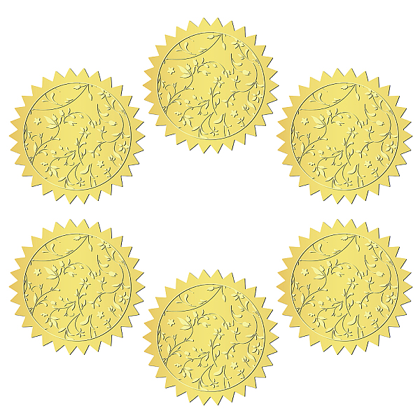 

PandaHall 12 Sheets Self Adhesive Gold Foil Embossed Stickers, Round Dot Medal Decorative Decals for Envelope Card Seal, Leaf, Size: about...