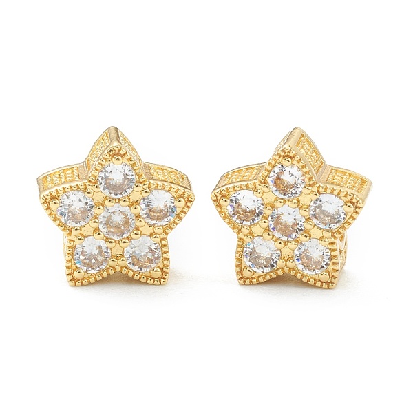 

PandaHall Brass Micro Pave Clear Cubic Zirconia Beads, Long-Lasting Plated, Star, Golden, 12x12.5x6.5mm, Hole: 4x3.5mm Brass+Cubic Zirconia...
