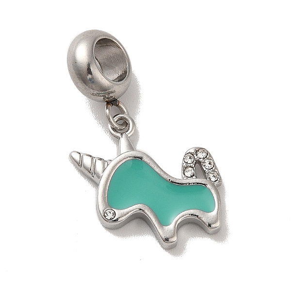 

PandaHall 304 Stainless Steel Enamel European Dangle Charms, Large Hole Pendants with Crystal Rhinestone, Unicorn, Stainless Steel Color..., Clear