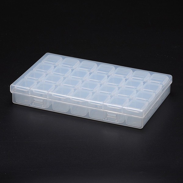 PandaHall 2Pcs Polypropylene Plastic Bead Storage Containers, Removable, 28 Compartments, Rectangle, Clear, 17.5x10.8x2.6cm Plastic...