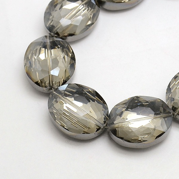 

PandaHall Faceted Electroplate Crystal Glass Oval Beads Strands, Rainbow Color Plated, Gray, 24x20x10mm, Hole: 1mm, about 30pcs/strand, 28.3...