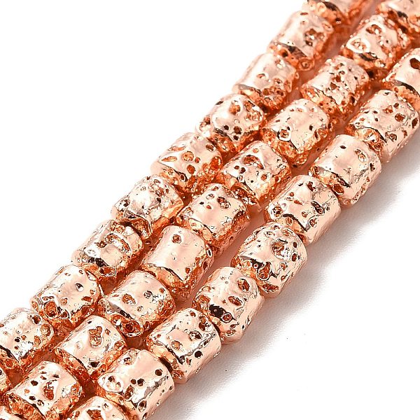 

PandaHall Electroplated Natural Lava Rock Beads Strands, Column, Rose Gold Plated, 5x4mm, Hole: 1mm, about 80~83pcs/strand, 15.75~15.87 inch...