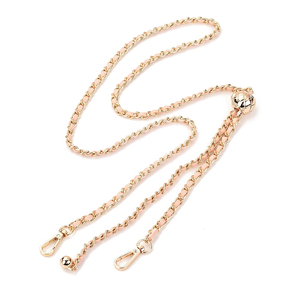 

PandaHall Bag Chains Straps, Iron Curb Link Chains, with Alloy Swivel Clasps and PU Leather & Transfer Ball, for Bag Replacement Accessories..., Pink