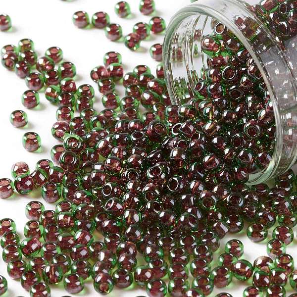 

PandaHall TOHO Round Seed Beads, Japanese Seed Beads, (250) Inside Color Peridot/Fuchsia Lined, 8/0, 3mm, Hole: 1mm, about 10000pcs/pound..., Green