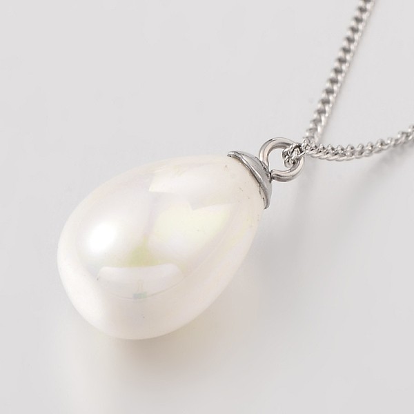 304 Edelstahl-Schale Perle Perlen-Anhängerhalsketten