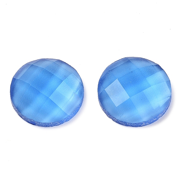 

PandaHall Glass Cabochons, Faceted, Half Round, Cornflower Blue, 12x4mm Glass Half Round