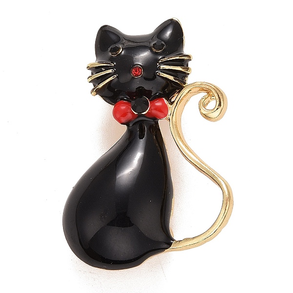 

PandaHall Cat Enamel Pin, Animal Alloy Badge for Backpack Clothes, Golden, Black, 37x25x6mm, Pin: 0.7mm Alloy+Enamel Black
