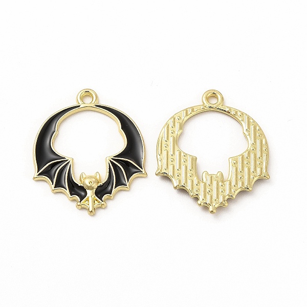 

PandaHall Rack Plating Alloy Enamel Pendants, Cadmium Free & Nickel Free & Lead Free, Halloween Theme, Bat Charm, Light Gold, Black...