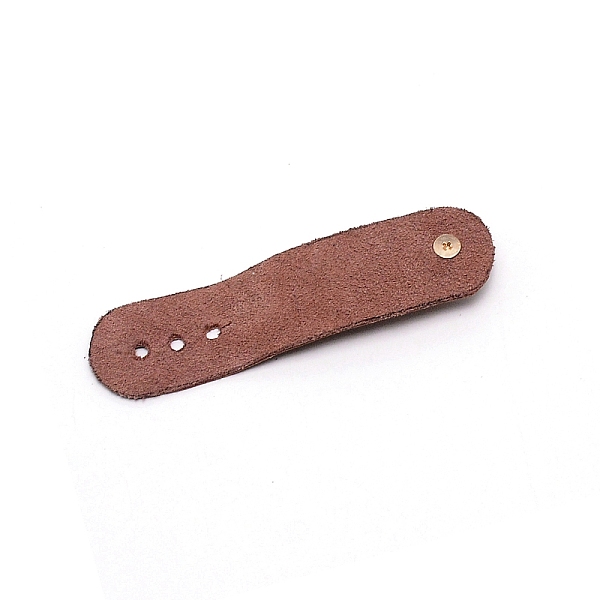 

PandaHall Leather Data Cables Storage Bands, with Iron Button, Flat, Sienna, 90x26x10mm, Hole: 3mm Leather Brown